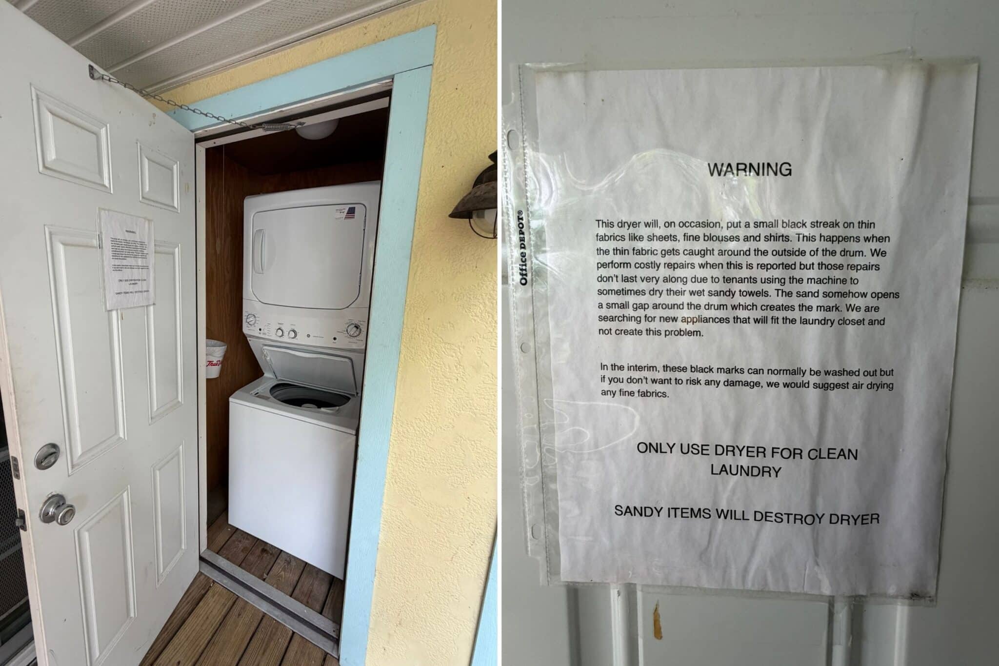 the laundry machines at our vacation rentals