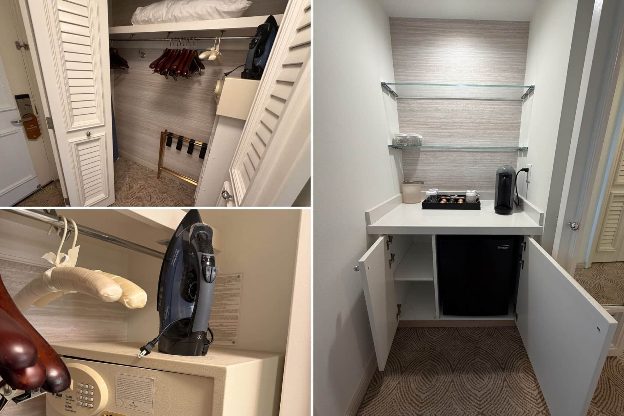 the fridge and closet in our room at grand wailea